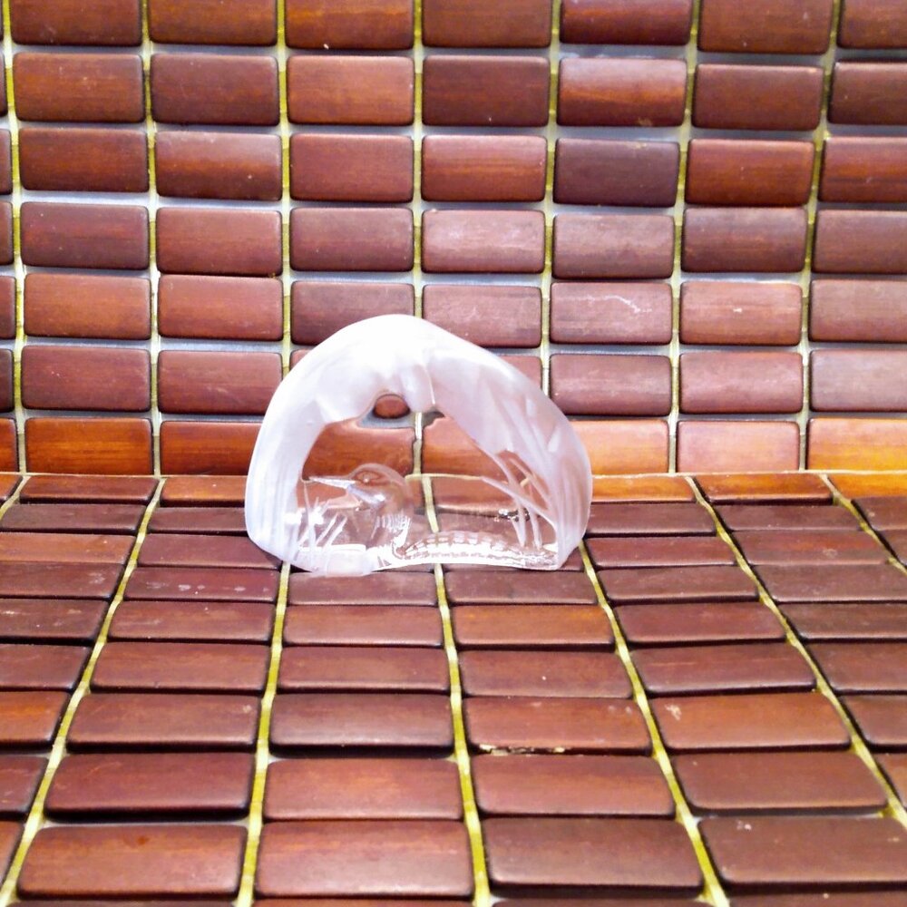A. Capredoni Signed Etched Duck Crystal Paperweight